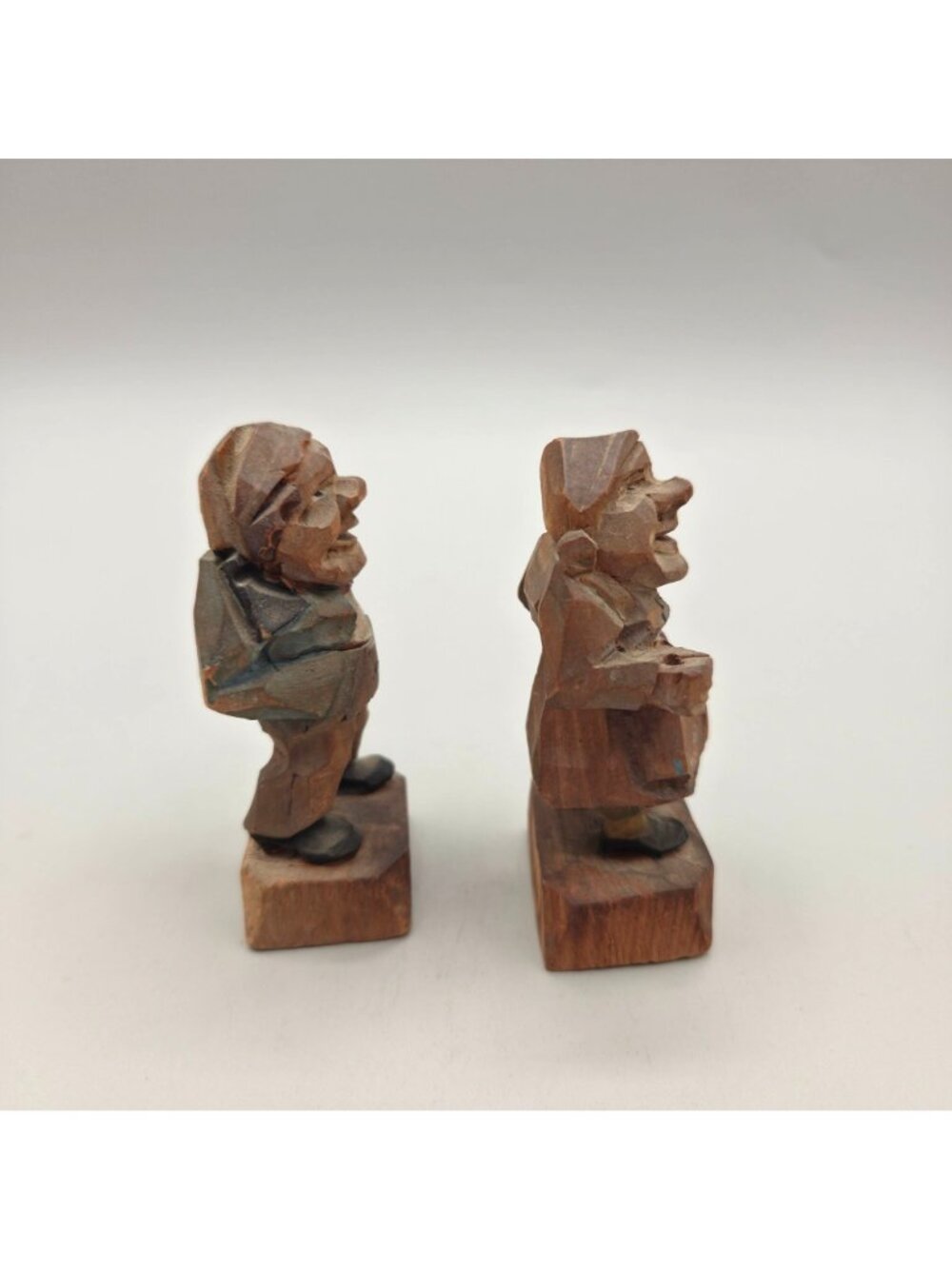 Vintage European Hand-Carved Wooden Figurines Old Couple Tyrolean Folk Art - Picture 4 of 10